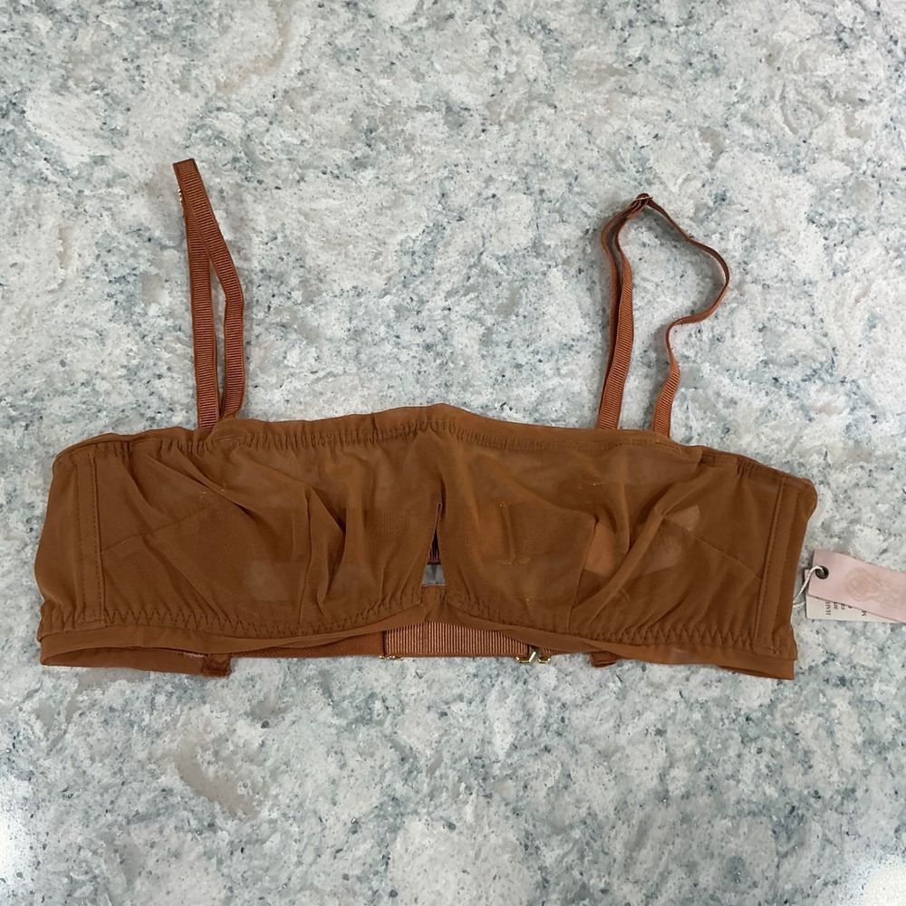 HAH Bandeau Bra Hot As Hell 30-38 C Terracotta Sheer Mesh Underwire Cutout NWT